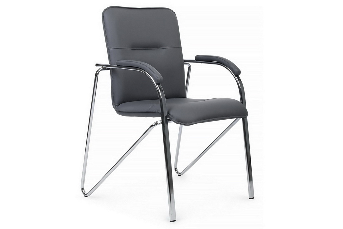 конференц-кресло rv chair самба на гальванических опорах smb-01h серая экокожа фото