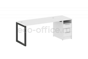 Рабочая станция с опорной тумбой METAL SYSTEM QUATTRO 5x5 50БО.РС-СТП-1.4 Белый / Антрацит металл фото
