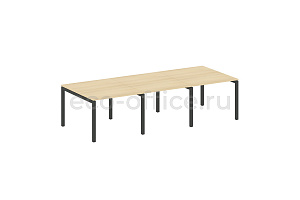 Стол переговорный (3 столешницы) METAL SYSTEM QUATTRO 5x5 50БП.ПРГ-3.1 Акация Лорка / Антрацит металл фото