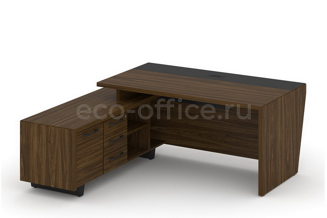 Стол руководителя с опорной тумбой CORNER COR.SRT-18(L) Орех Лоренцо  стоимость