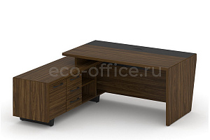Стол руководителя с опорной тумбой CORNER COR.SRT-18(L) Орех Лоренцо фото