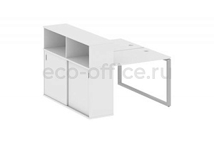Рабочая станция с опорным шкафом-купе METAL SYSTEM STYLE БО.РС-СШК-2.1 Белый / Серый металл фото