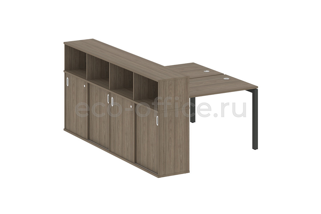 Рабочая станция с опорным шкафом-купе METAL SYSTEM QUATTRO 5x5 50БП.РС-СШК-4.2 Вяз Благородный / Антрацит металл  купить в Москве
