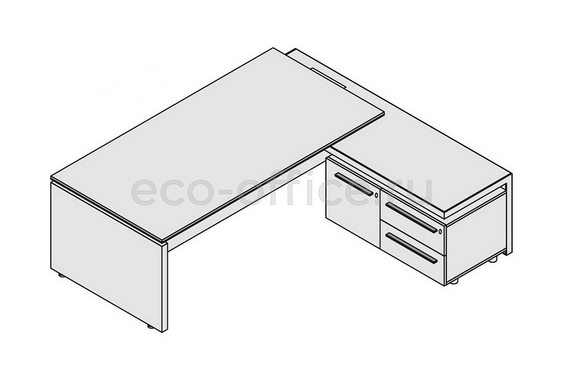 Стол руководителя с правой приставкой (с top access) E.O.S. 118220 Light Poplar (Cod.64)  стоимость