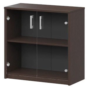 Стеллаж низкий с прозрачным стеклом Protech А-302/А-стл302пр Дуб венге фото