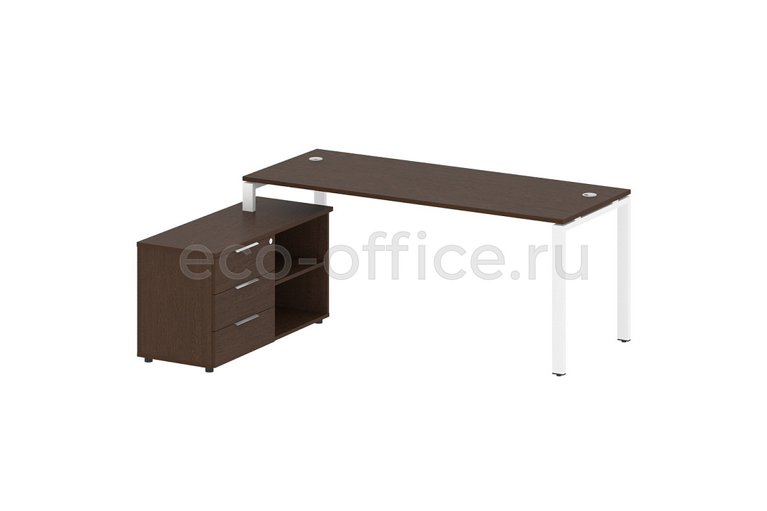 Рабочая станция с опорной тумбой METAL SYSTEM STYLE БП.РС-СТС-2.5 (L) Венге Цаво / Белый металл  стоимость