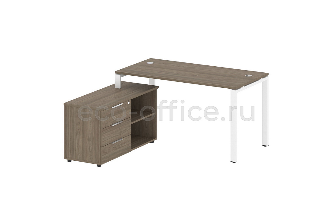 Рабочая станция с опорной тумбой METAL SYSTEM STYLE БП.РС-СТС-2.3 (L) Вяз Благородный / Белый металл  стоимость