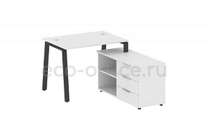 Рабочая станция с опорной тумбой METAL SYSTEM STYLE БА.РС-СТС-2.1 (R) Белый / Антрацит металл фото