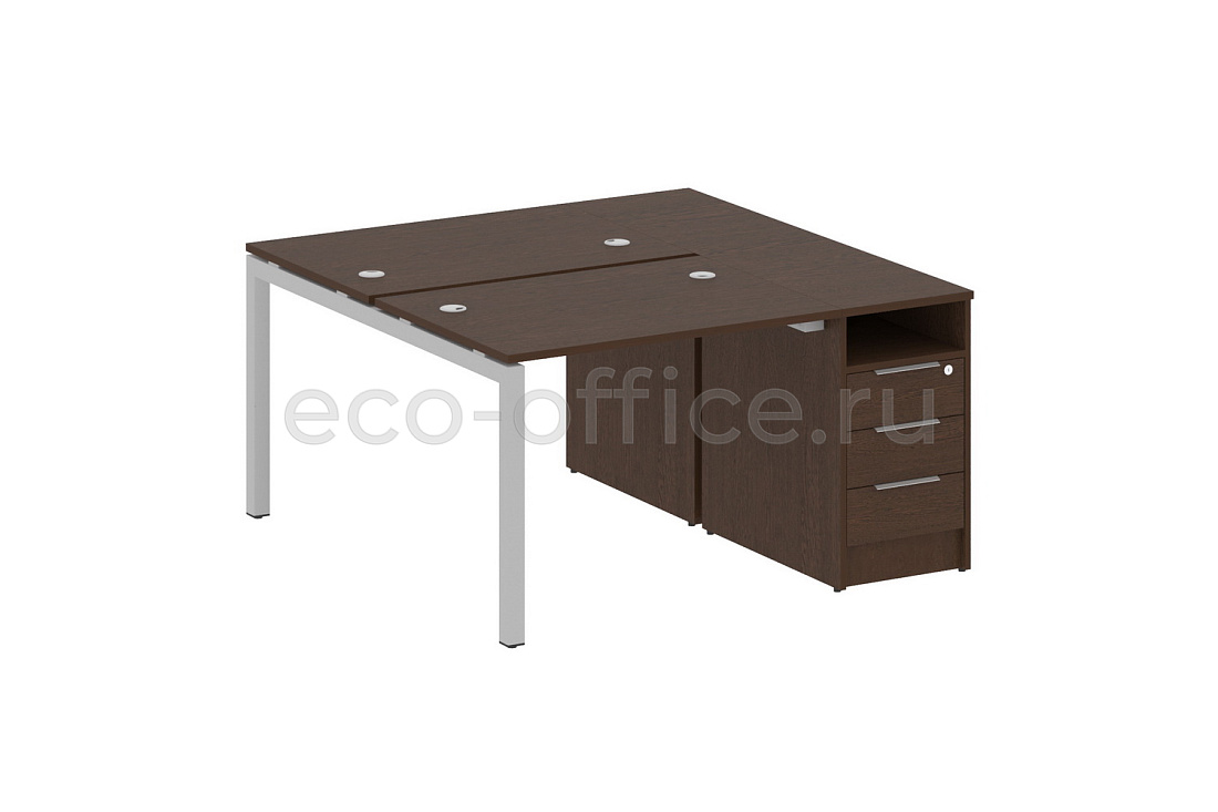 Рабочая станция с опорной тумбой METAL SYSTEM QUATTRO 5x5 50БП.РС-СТП-2.1 Венге Цаво / Серый металл купить в Москве