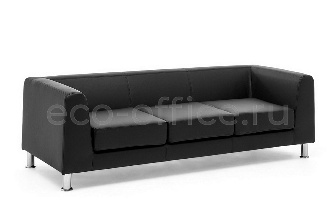 Трёхместный диван EVA 3 Dakota black Dollaro 501 black Чёрная кожа  стоимость