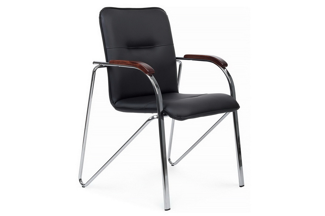 конференц-кресло rv chair самба на гальванических опорах smb-02h чёрная экокожа фото