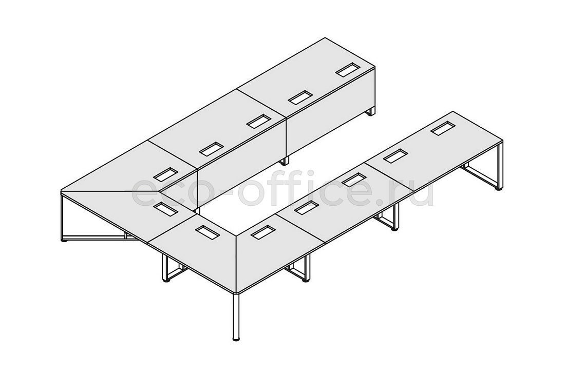 Стол для переговоров П-образный I-MEET 146559 Samoa Teak / Samoa Teak / Black (Cod.NR03)  стоимость