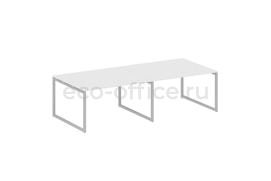 Стол переговорный (2 столешницы) METAL SYSTEM QUATTRO 4x4 40БО.ПРГ-2.3 Белый / Серый металл  стоимость