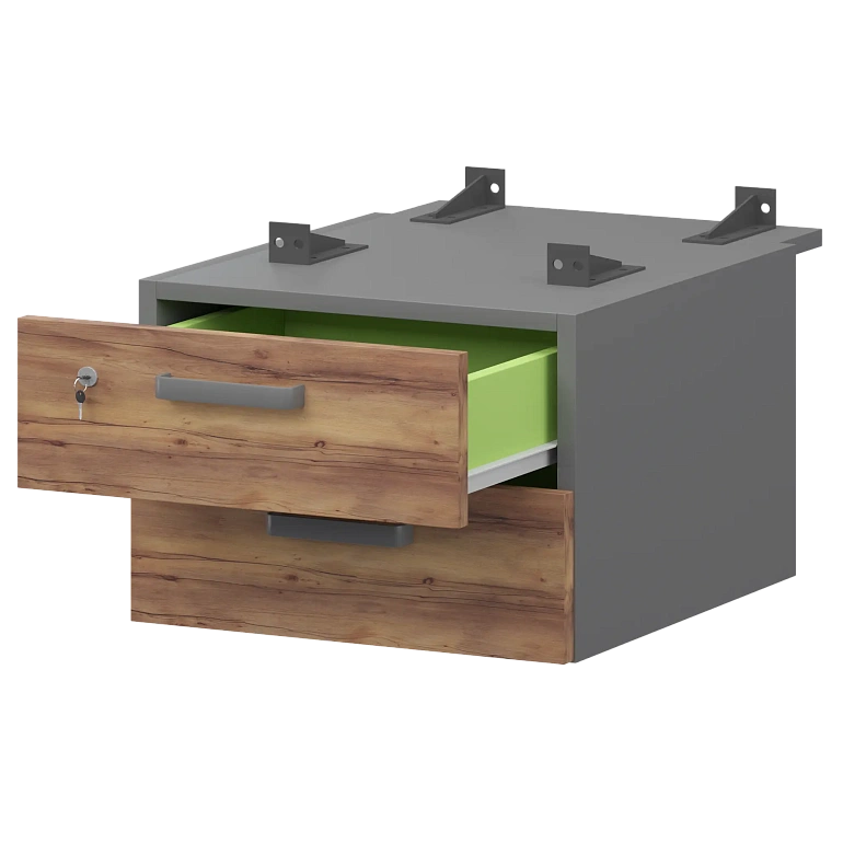 тумба подвесная для столов на м/каркасе гл.730 мм protech смт-2пд.73 графит/таксония фото