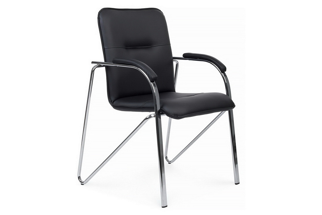 конференц-кресло rv chair самба на гальванических опорах smb-01h чёрная экокожа фото