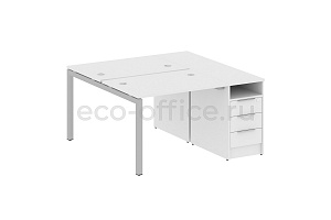 Рабочая станция с опорной тумбой METAL SYSTEM QUATTRO 5x5 50БП.РС-СТП-2.1 Белый / Серый металл фото