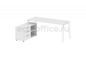 Рабочая станция с опорной тумбой METAL SYSTEM STYLE БА.РС-СТС-2.5 (L) Белый / Белый металл фото
