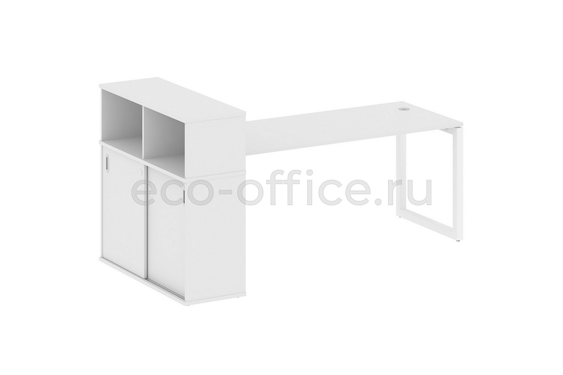 Стол письменный с опорным шкафом-купе METAL SYSTEM QUATTRO 5x5 50БО.РС-СШК-3.5 Белый / Белый металл  стоимость