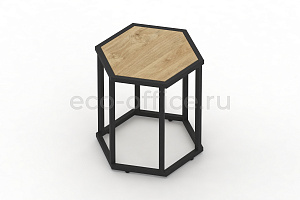 Стол журнальный HEX-450 Тиквуд Светлый / Чёрный металл фото