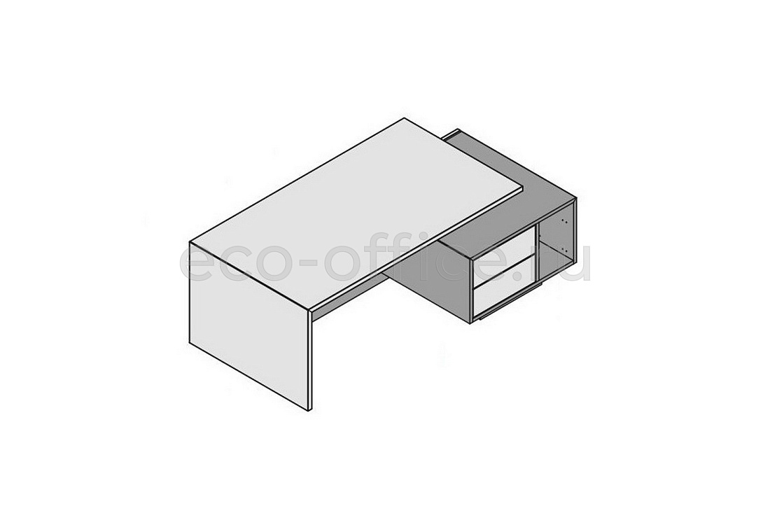 Стол правосторонний с тумбой и отсеком для процессора (меламин) ELITE 174276 Light Poplar / Black  стоимость