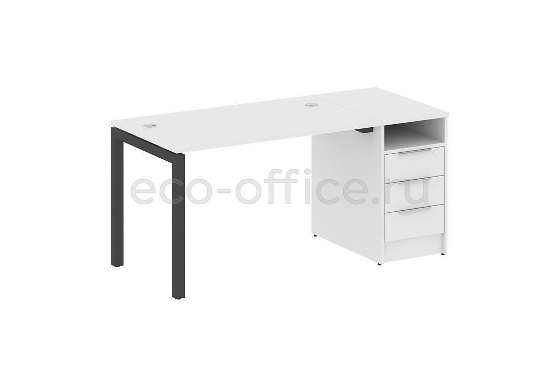 Рабочая станция с опорной тумбой METAL SYSTEM QUATTRO 5x5 50БП.РС-СТП-1.2 Белый / Антрацит металл купить в Москве