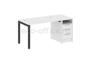 Рабочая станция с опорной тумбой METAL SYSTEM QUATTRO 5x5 50БП.РС-СТП-1.2 Белый / Антрацит металл фото