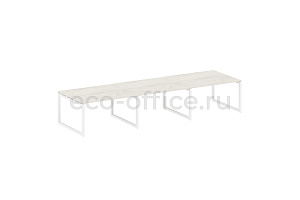 Стол переговорный (3 столешницы) METAL SYSTEM QUATTRO 5x5 50БО.ПРГ-3.3 Дуб Наварра / Белый металл фото