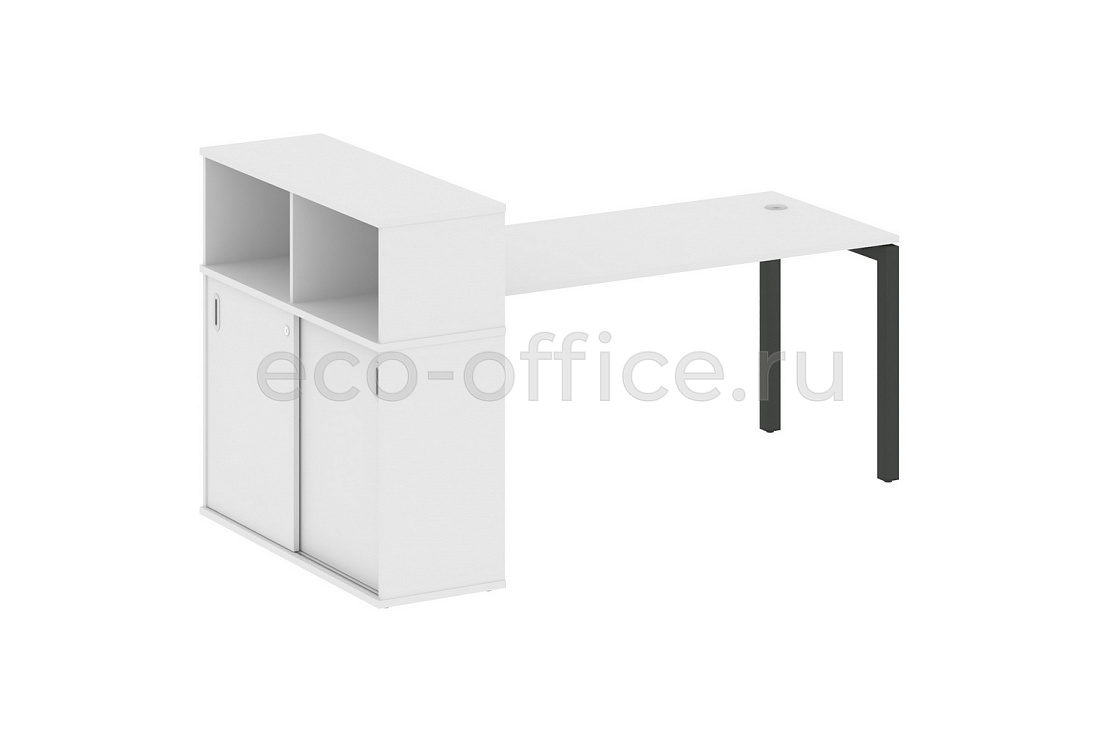 Стол письменный с опорным шкафом-купе METAL SYSTEM QUATTRO 5x5 50БП.РС-СШК-3.4 Белый / Антрацит металл купить в Москве