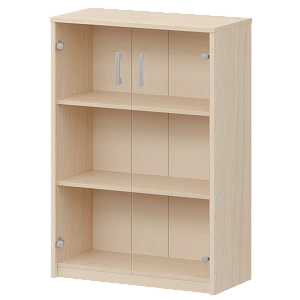 Стеллаж средний с прозрачным стеклом Protech А-304/А-стл304пр Бук фото