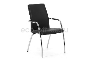 Конференц-кресло Profoffice WELL SEAT на 4 опорах Чёрная экокожа фото