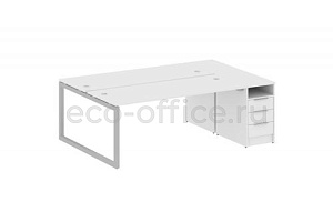 Рабочая станция с опорной тумбой METAL SYSTEM QUATTRO 5x5 50БО.РС-СТП-2.5 Белый / Серый металл фото