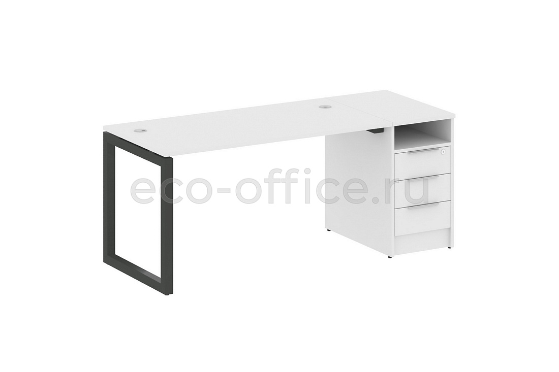 Рабочая станция с опорной тумбой METAL SYSTEM QUATTRO 5x5 50БО.РС-СТП-1.3 Белый / Антрацит металл  стоимость