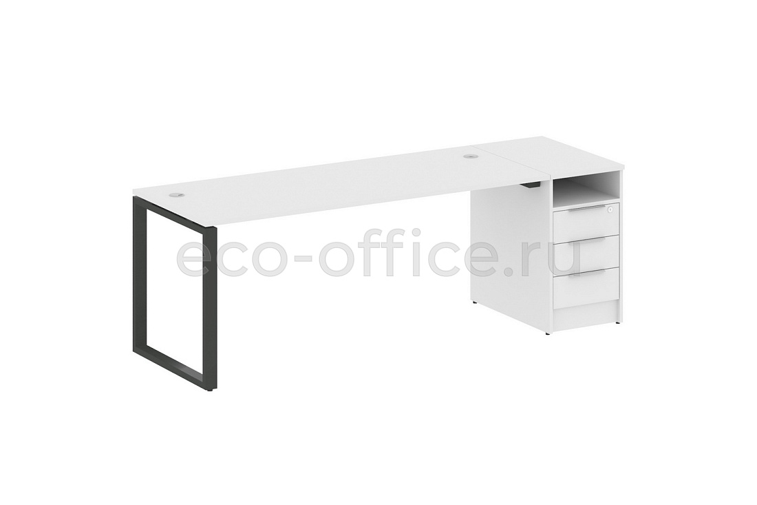 Рабочая станция с опорной тумбой METAL SYSTEM STYLE БО.РС-СТП-1.5 Белый / Антрацит металл  стоимость