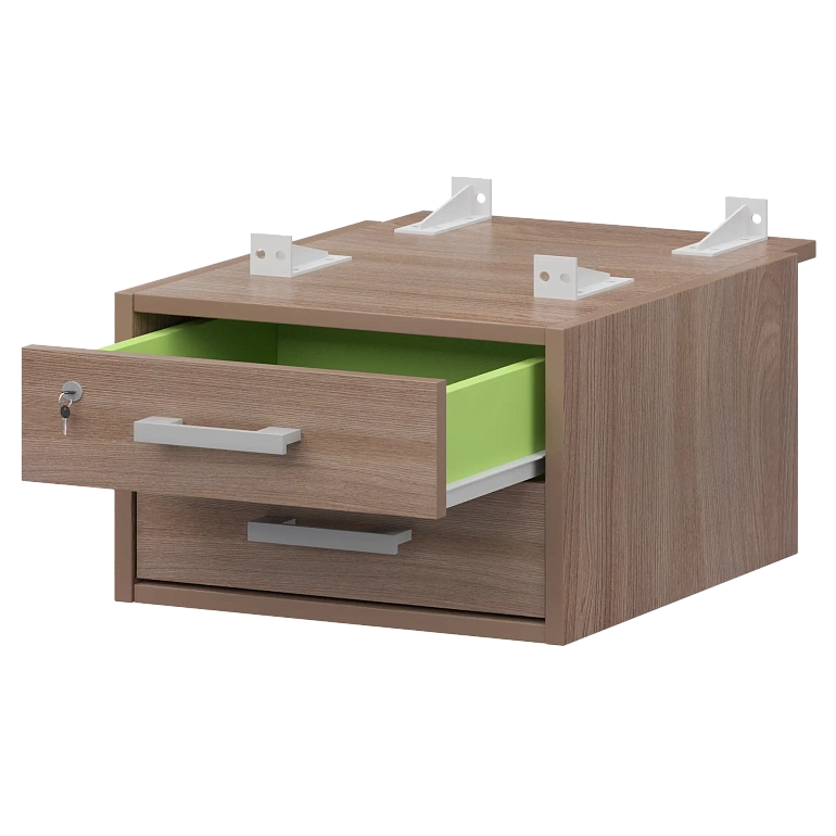 тумба подвесная для столов на м/каркасе гл.730 мм protech амт2-02м.73 темный шимо/белый фото