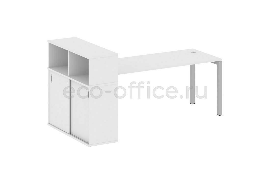 Стол письменный с опорным шкафом-купе METAL SYSTEM QUATTRO 5x5 50БП.РС-СШК-3.5 Белый / Серый металл купить в Москве