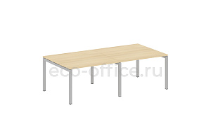 Стол переговорный (2 столешницы) METAL SYSTEM QUATTRO 5x5 50БП.ПРГ-2.2 Акация Лорка / Серый металл фото