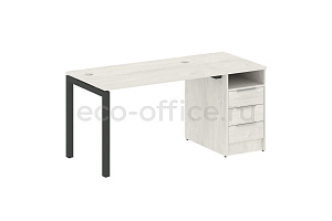 Рабочая станция с опорной тумбой METAL SYSTEM QUATTRO 5x5 50БП.РС-СТП-1.2 Дуб Наварра / Антрацит металл фото