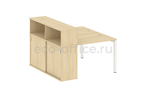 Рабочая станция с опорным шкафом-купе METAL SYSTEM QUATTRO 5x5 50БП.РС-СШК-2.1 Акация Лорка / Белый металл фото
