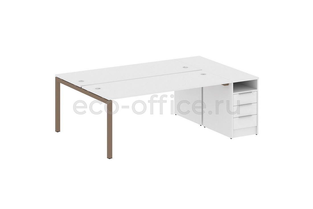 Рабочая станция с опорной тумбой METAL SYSTEM QUATTRO 5x5 50БП.РС-СТП-2.5 Белый / Мокко металл купить в Москве