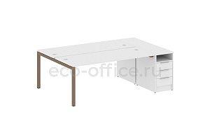 Рабочая станция с опорной тумбой METAL SYSTEM QUATTRO 5x5 50БП.РС-СТП-2.5 Белый / Мокко металл фото