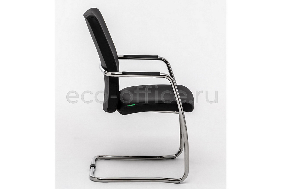 Конференц-кресло Profoffice WELL SEAT на полозьях Чёрная экокожа  стоимость