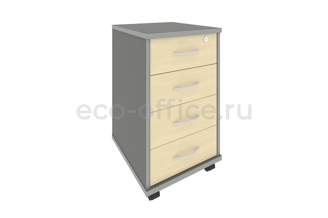 Тумба подкатная 4 ящика RIVA А.ТМ-4F Клён-металлик купить в Москве