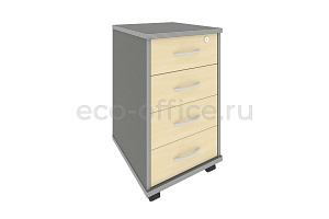 Тумба подкатная 4 ящика RIVA А.ТМ-4F Клён-металлик фото