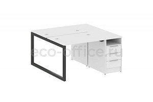 Рабочая станция с опорной тумбой METAL SYSTEM QUATTRO 5x5 50БО.РС-СТП-2.1 Белый / Антрацит металл фото