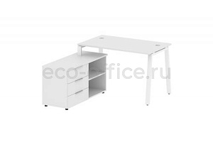 Рабочая станция с опорной тумбой METAL SYSTEM STYLE БА.РС-СТС-2.2 (L) Белый / Белый металл фото