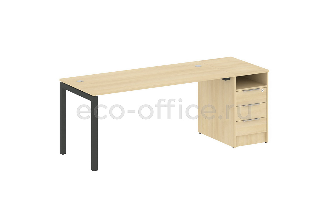 Рабочая станция с опорной тумбой METAL SYSTEM QUATTRO 5x5 50БП.РС-СТП-1.4 Акация Лорка / Антрацит металл купить в Москве