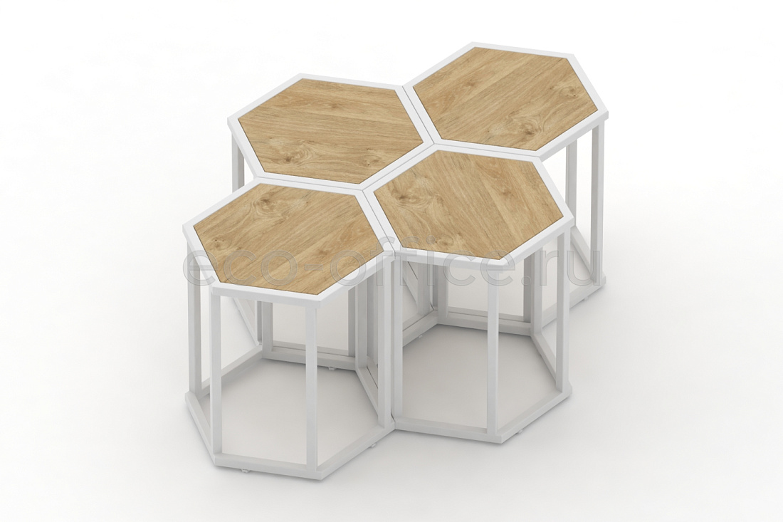 Стол журнальный HEX-450 Тиквуд Светлый / Белый металл  стоимость