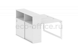 Рабочая станция с опорным шкафом-купе METAL SYSTEM QUATTRO 5x5 50БО.РС-СШК-2.1 Белый / Белый металл фото