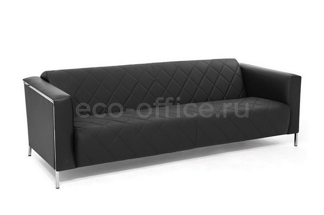 Трёхместный диван VISPO 3 Polish Dakota black Dollaro 501 black stitch 1 Чёрная кожа  стоимость