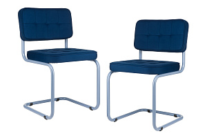 Комплект конференц-кресел ECO-CHAIR COLOMBO Comfort CLM-05 Синий велюр / Синий пудровый металл фото